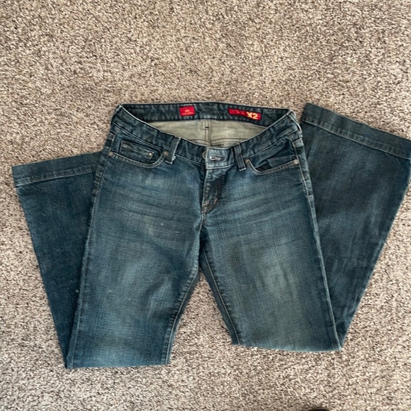 X2 mid rise flared distressed denim jean - Picture 2 of 4